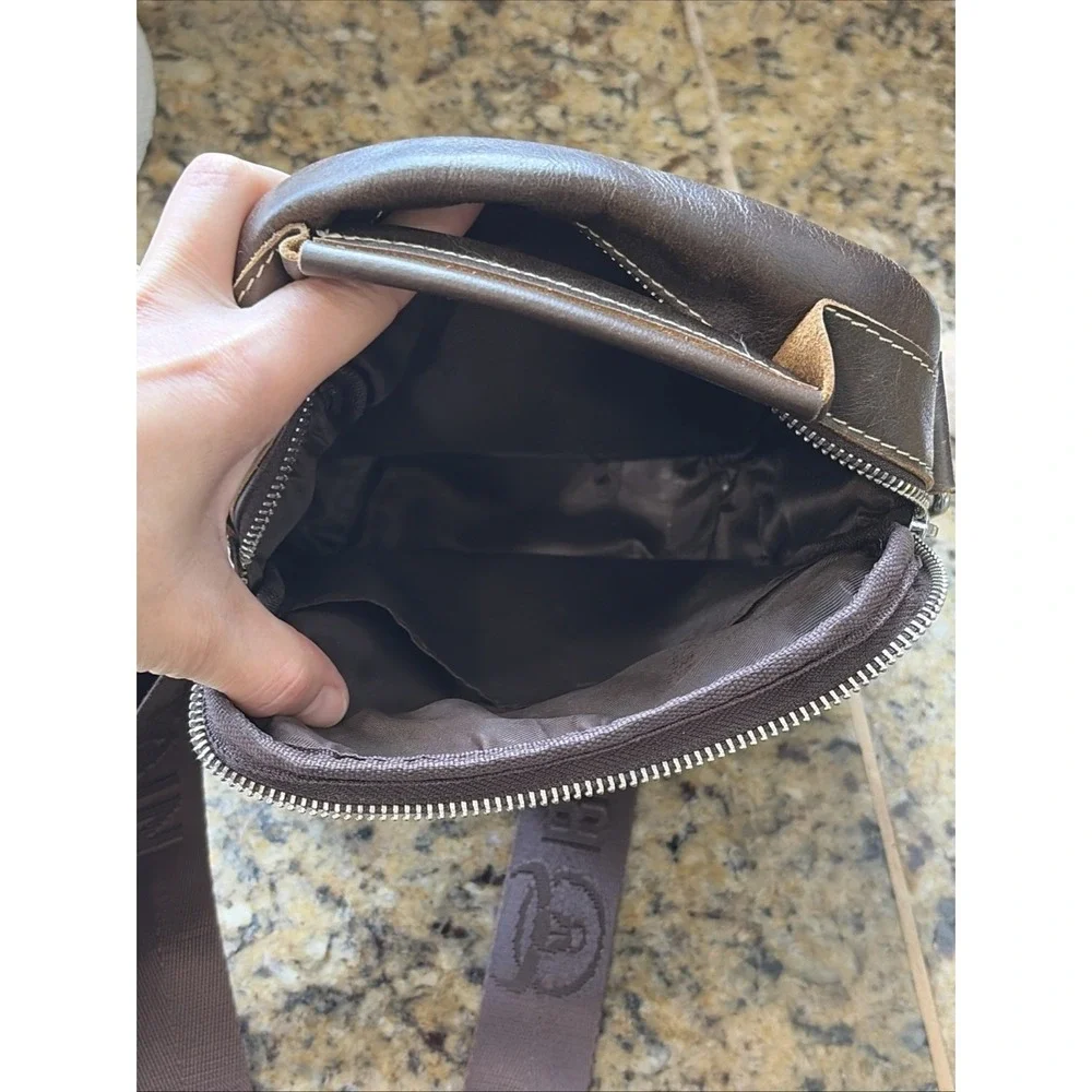 BULLCAPTAIN Dark Brown Leather Vintage Style Shoulder Crossbody Bag Travel Work